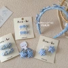 Spring new blue and white checkered ballet-style cute girls and sweet girls, versatile and adorable star bow children's hair accessory and headwear set Application Scenario
